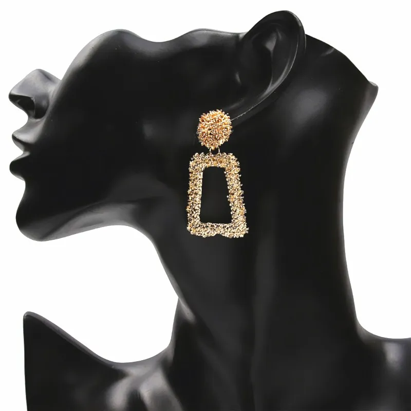 

Gold Color Vintage Statement Earring Geometric Metal Swing Earrings for Women 2019 ZA Style Fashion Jewelry Wholesale