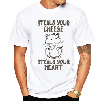 

2018 mouse print men's T-shirt funny Steals Your Cheese Steals Your Heart T shirt men summer brand casual short-sleeved tops