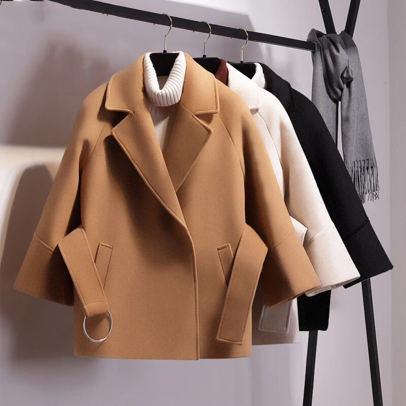 

Women Short Woolen Coat Casual Loose Women Coat 2019 Auttum Winter Women Woolen Coat Woolen Jacket Student Short Cloak Coats