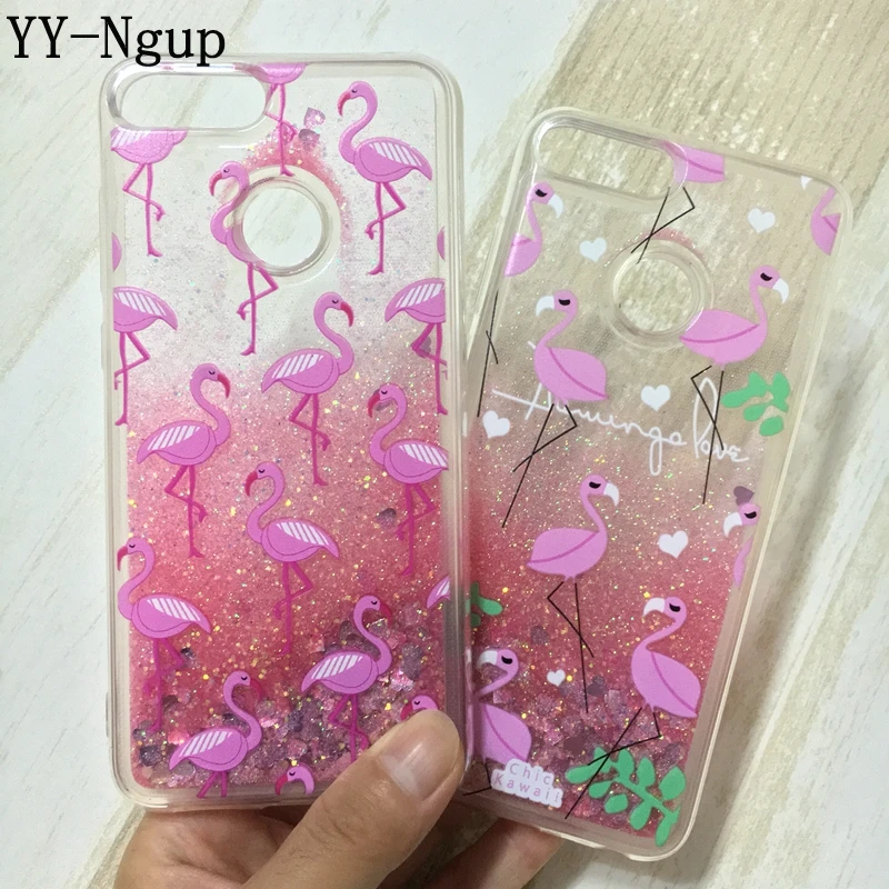 

Honor 9 Lite Phone Case Fashion Flamingo Liquid Quicksand Case Cover on for Fundas Huawei Honor 9 Lite light Cases Pouzdro women