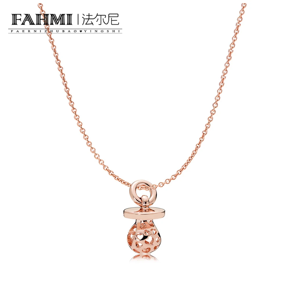 

FAHMI 100% 925 Sterling Silver 1:1 RAU0438 Rose Pacifier Pendant Necklace Clavicular chain Gorgeous Women's Jewelry Gifts
