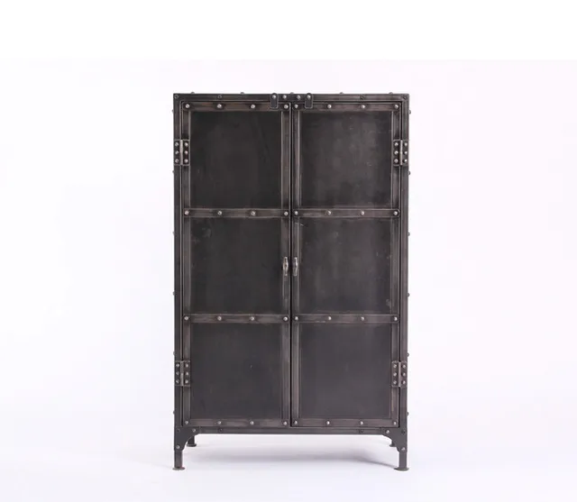 European And American Retro Style Wrought Iron Rivets Metal Cargo European And American Retro Style Wrought Iron Rivets Metal Cargo Storage Lockers Corner Cabinet With Door