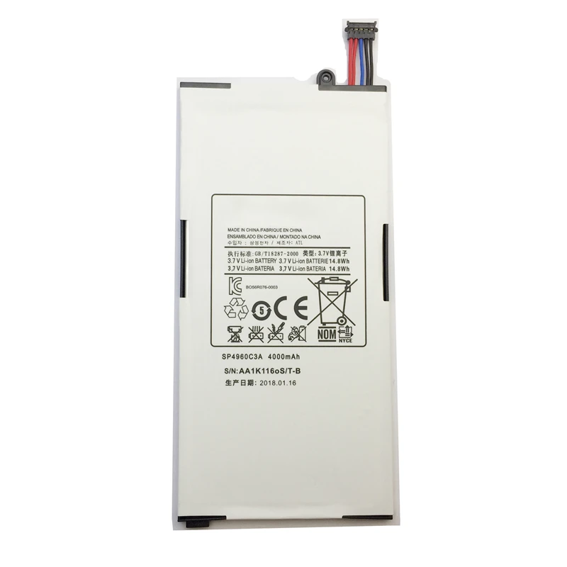 

Replacement Tablet Battery SP4960C3A For Samsung GALAXY Tab GT P1000 P1010 Lithium Polymer Battery 4000mAh
