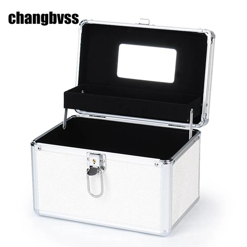 White Double Layer Portable Cosmetic Make up Storage Box Women Jewelry Box Container Large Capacity Makeup Organizer organizador