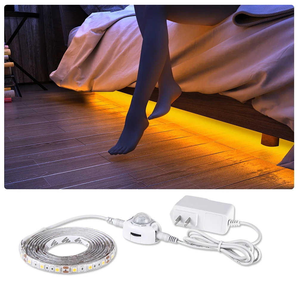 

LED Cabinet Night Light PIR Motion Sensor Light LED Strip 5050 Closet Wardrobe Kitchen Bed Smart Lamp Ribbon Tape Waterproof