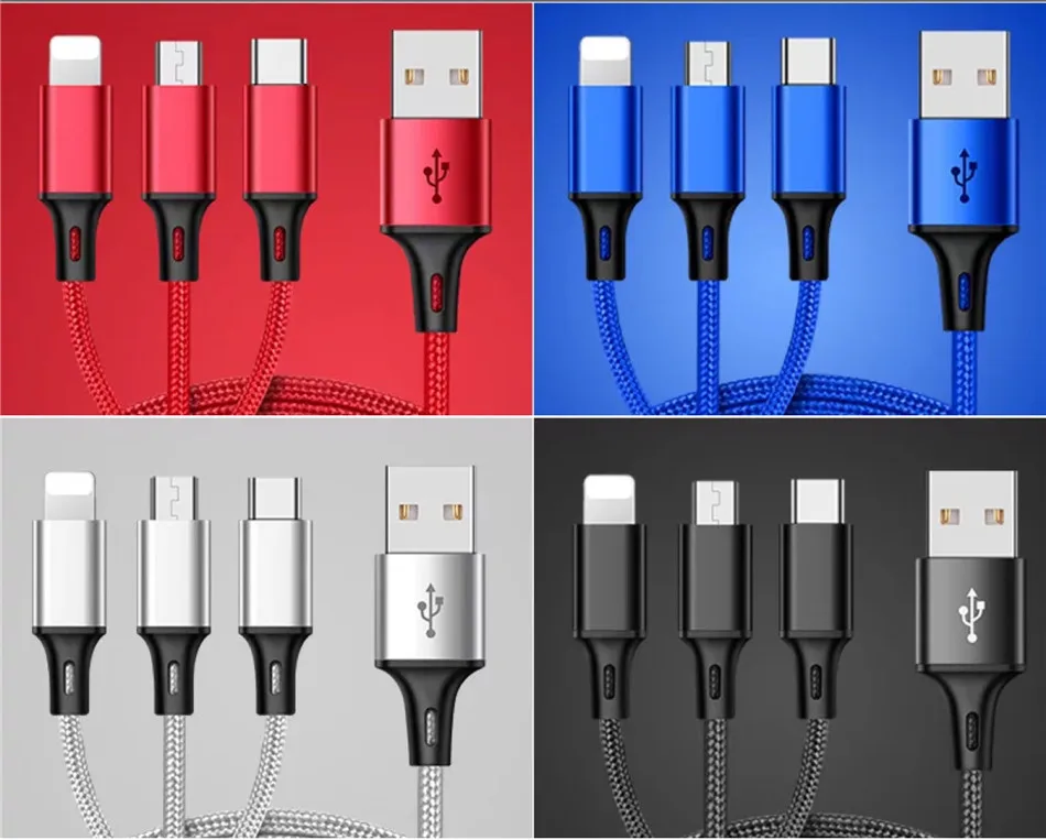NOHON 3 2 in 1 Micro USB Type-C Lighting Charging Cable For iPhone 7 8 6 6S Plus X iOS Android For Xiaomi LG Fast Charger Cables (1)