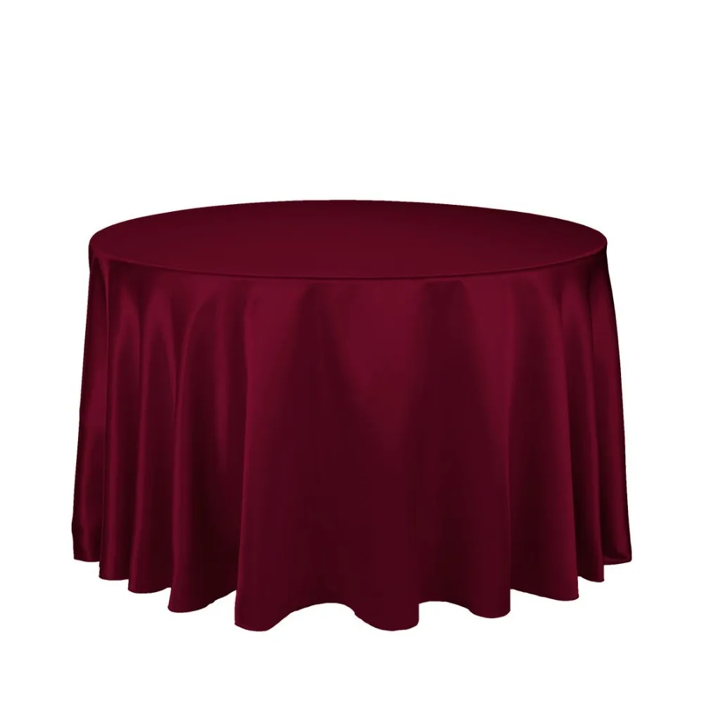 10Pcs Burgundy 70" Round Elegant Satin Tablecloths Table Decoration For