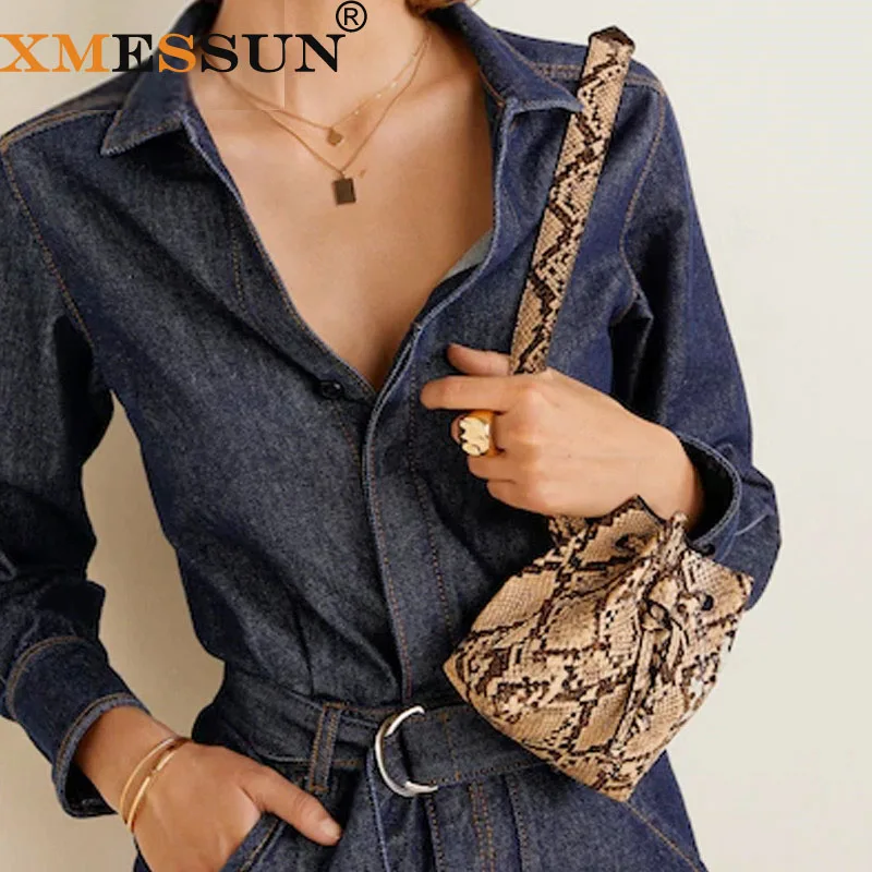 

XMESSUN Women Waist Bag Bucket Belt Bag Snake Serpentine Alligator Leather 2019 Brand Chic Fashion Fanny Pack Drop Shipping H122