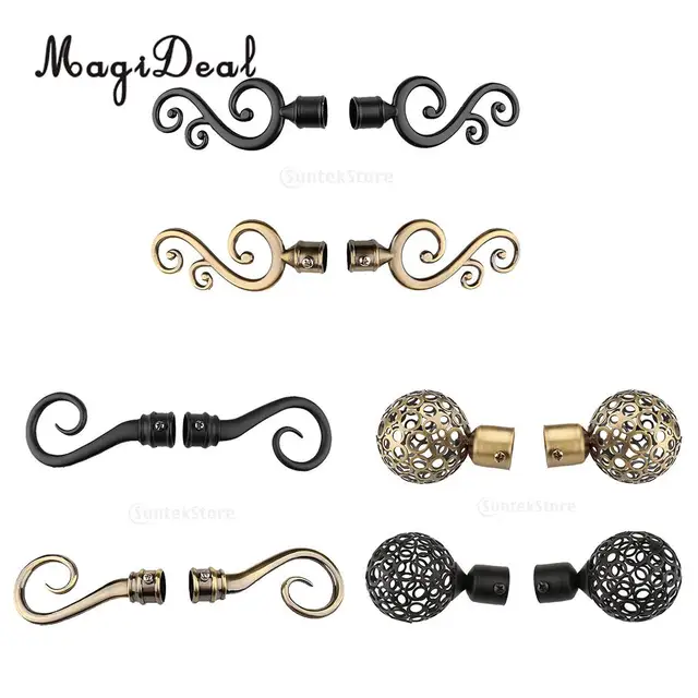 Pair 22mm Inner Dia Drapery Curtain Panel Rod Pole End Caps Drapery Curtain Panel Rod Pole End Caps Blind Accessories Finials