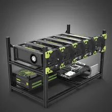New 6 GPU Mining Rig Aluminum Stackable Case Frame for ETH/ZEC/Bitcoin With Fan EM88