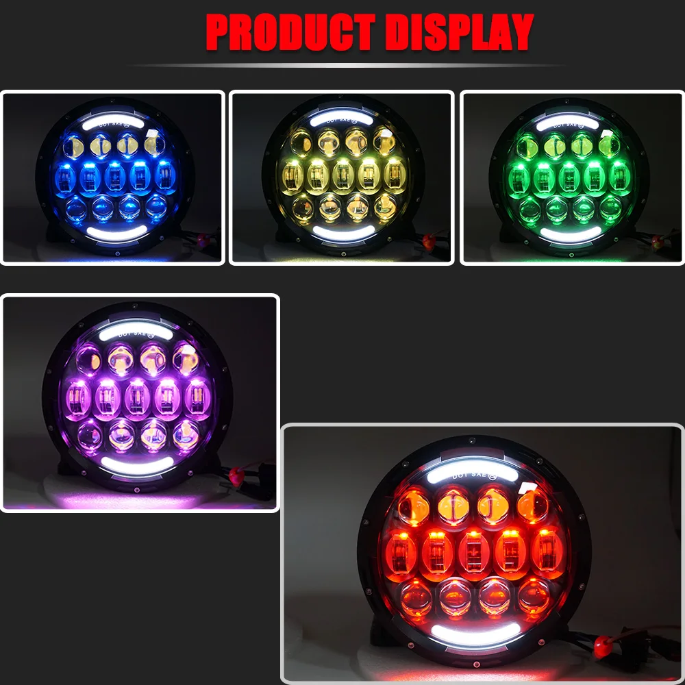 2 шт. 105 Вт 7 дюймов светодиодные фары RGB круглые фары 12V 24V Белый Янтарь DRL сигнал поворота для Land Rove 4X4 Urban Niva Jeep Hummer