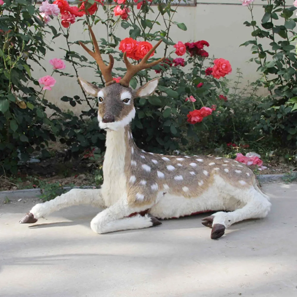 

big creative simulation lying sika deer toy polyethylene&furs female sika deer model doll about 110x100cm 0579