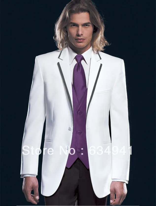 White tux with purple vest and tie Clearance