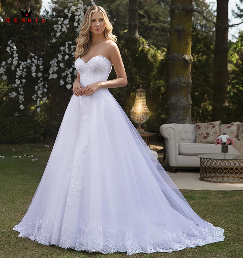 

Custom Made Mermaid Detachable Skirt Sweetheart Tulle Lace Beading Luxury Bridal Wedding Dresses Vestido de Noiva 2020 WH53