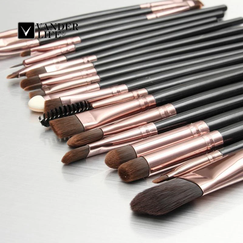 Brown Professional 20pcs Makeup Brushes Set Powder Foundation Make up Brush Tools kit Eye Liner Shader maquiagem (9)