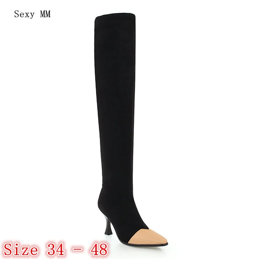 

Spring Autumn Women Over the Knee Boots Stretch High Heel Woman Thigh High Long Boots Plus Size 34 - 40 41 42 43 44 45 46 47 48