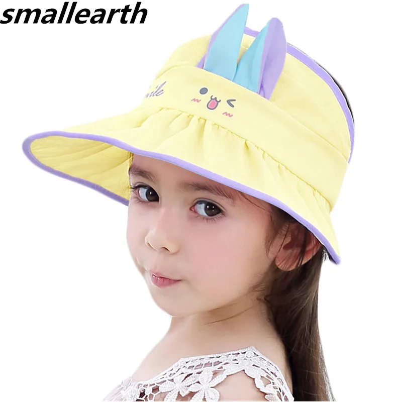 

New Summer Boys Girl Sunscreen Sun Hats Fashion Children Sun Beach Caps Kids Cartoon Cat Print Empty Top Sun Hats Baby Visor Cap