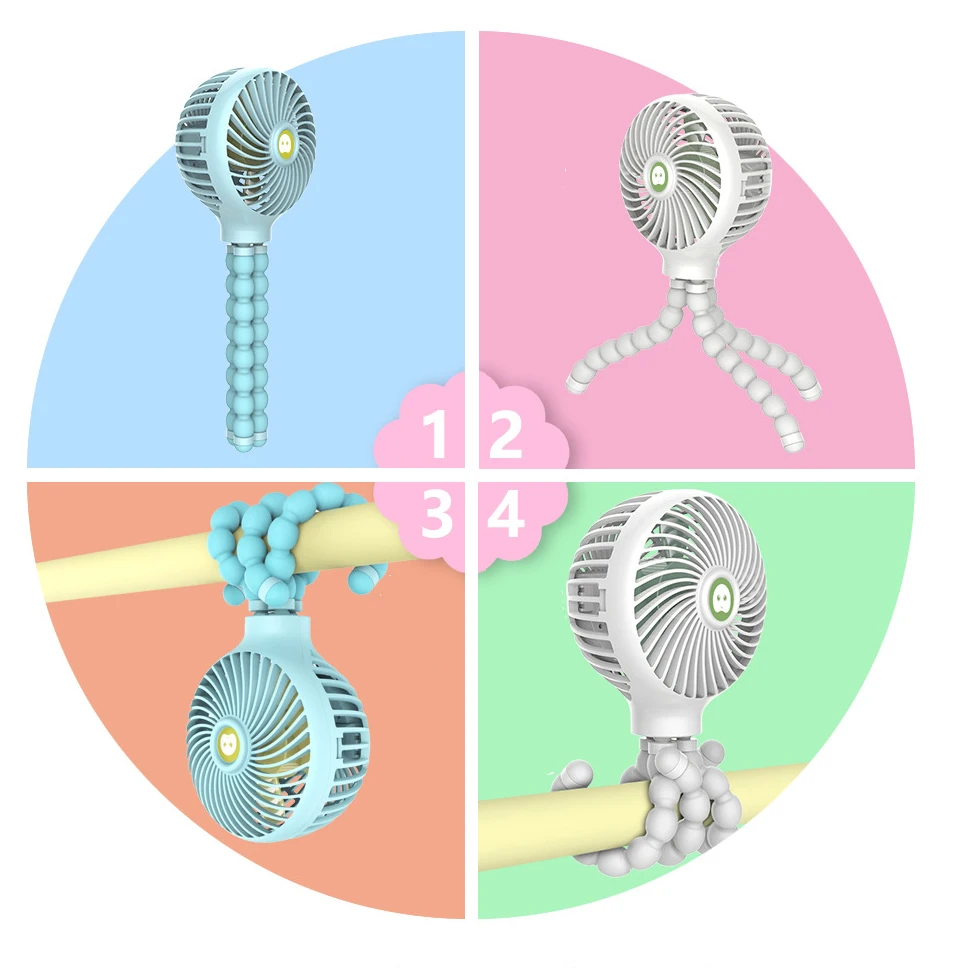 Deformable перезаряжаемые Осьминог ручной вентилятор коляски Портативный USB студенческий мини-вентилятор с переключателем батареи 3 скорости для дома
