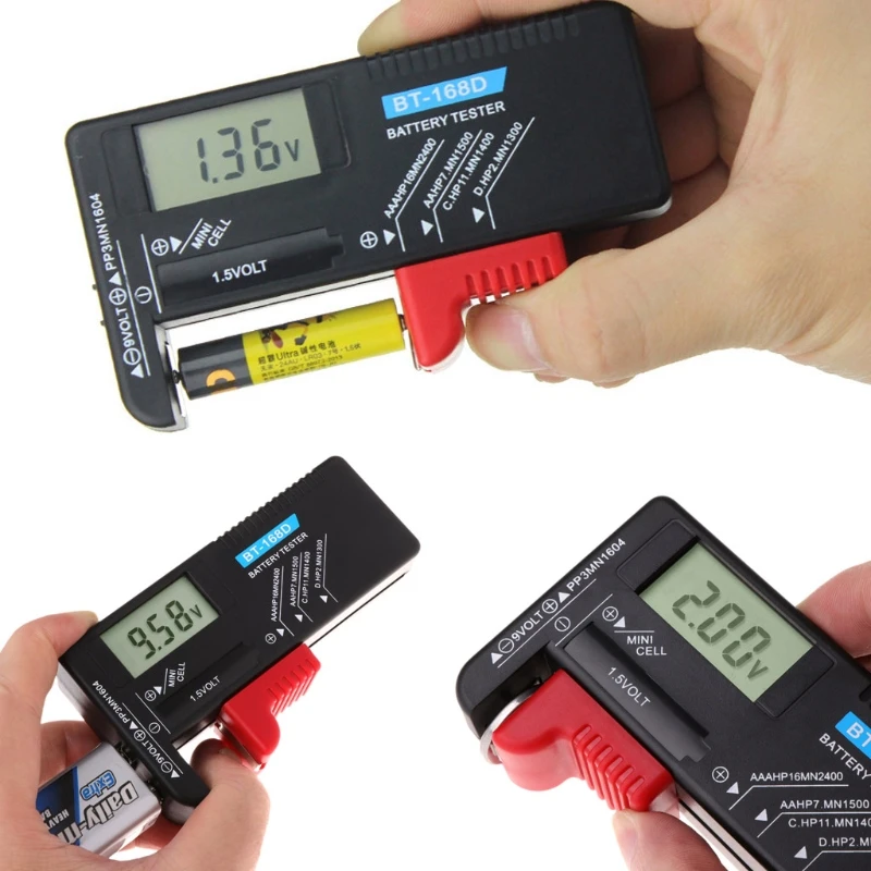 

Universal Digital LCD AA/AAA/C/D/9V/1.5V Button Cell Battery Volt Tester BT-168D