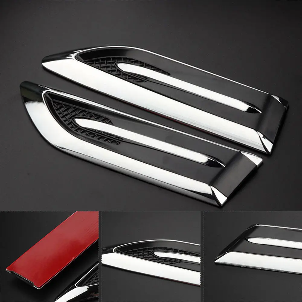 

Car Side Air Flow Vent Hole Cover Fender Intake Grille Duct Decor Sticker ABS