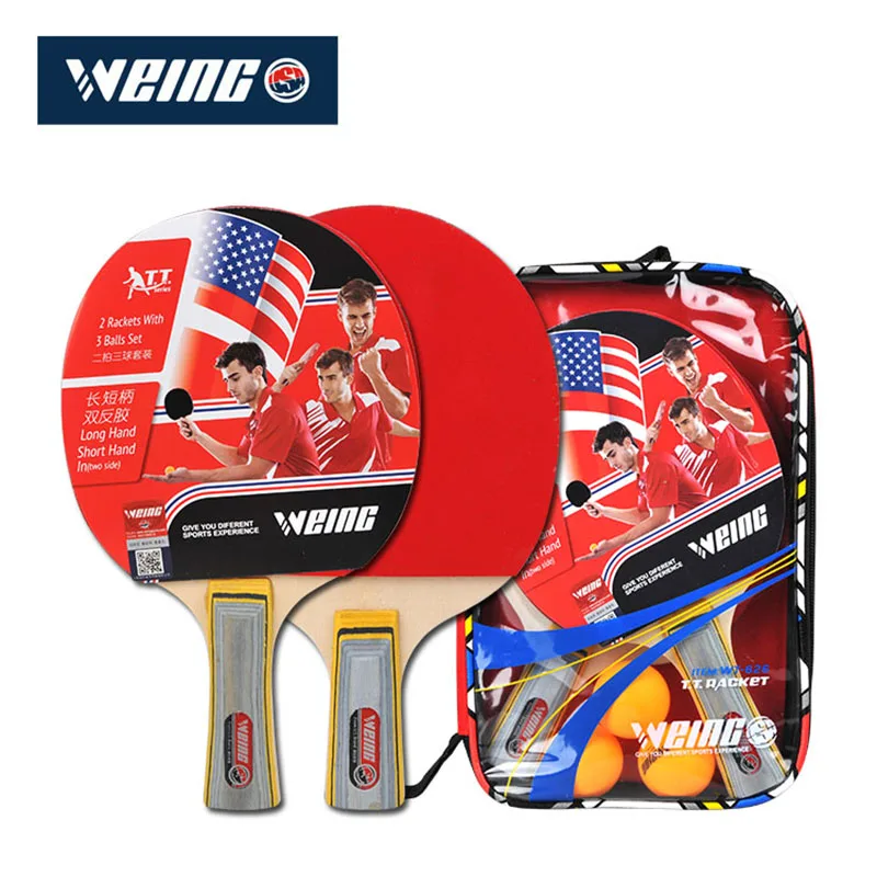 1 زوج اليد قصيرة وطويلة مزدوجة البثور تنس الطاولة مضارب تنس الطاولة مضرب بينغبونغ مضرب مع ثلاث كرات