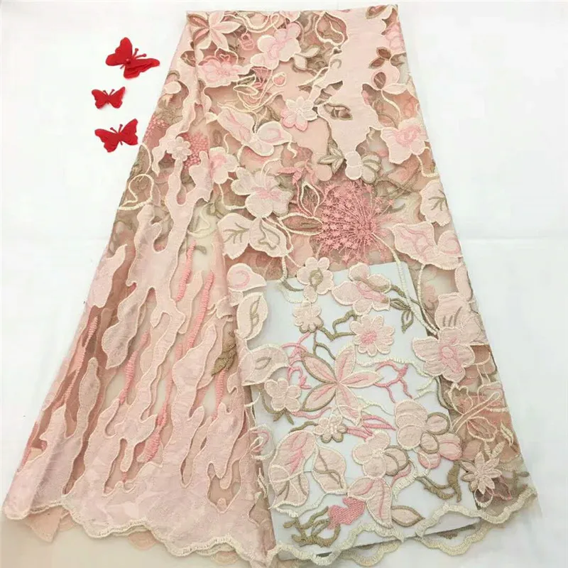 

African lace fabric 2018 high quality lace french mesh fabric nigerian swiss lace fabrics for dress HJ1127-1
