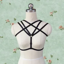 Обвязка для тела черный бюстгальтер женские/мужские полуботинки пикантная школьница костюм нижнего белья Готический фетиш платья откровенного фасона бондаж подвязки