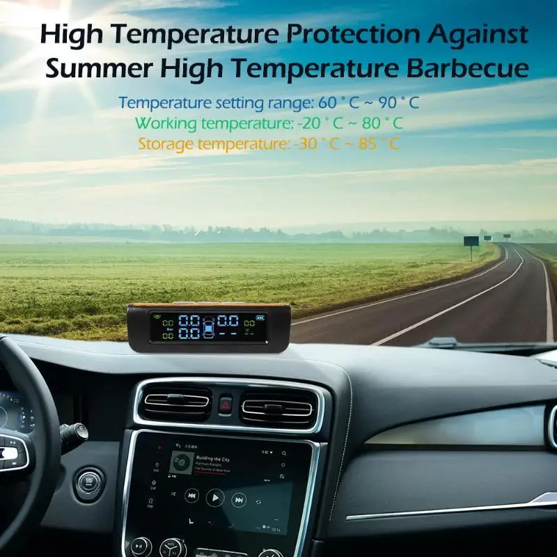 Солнечная Беспроводная система контроля давления в автошинах TPMS, сигнализация Предупреждение предупреждение о температуре, автомобильные аксессуары