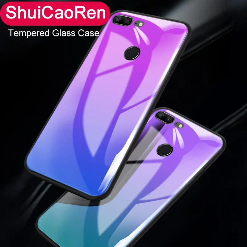 Роскошный чехол с градиентом цвета из закаленного стекла Aurora для Huawei Honor 8 Pro 9 9i | Бамперы -32923379319