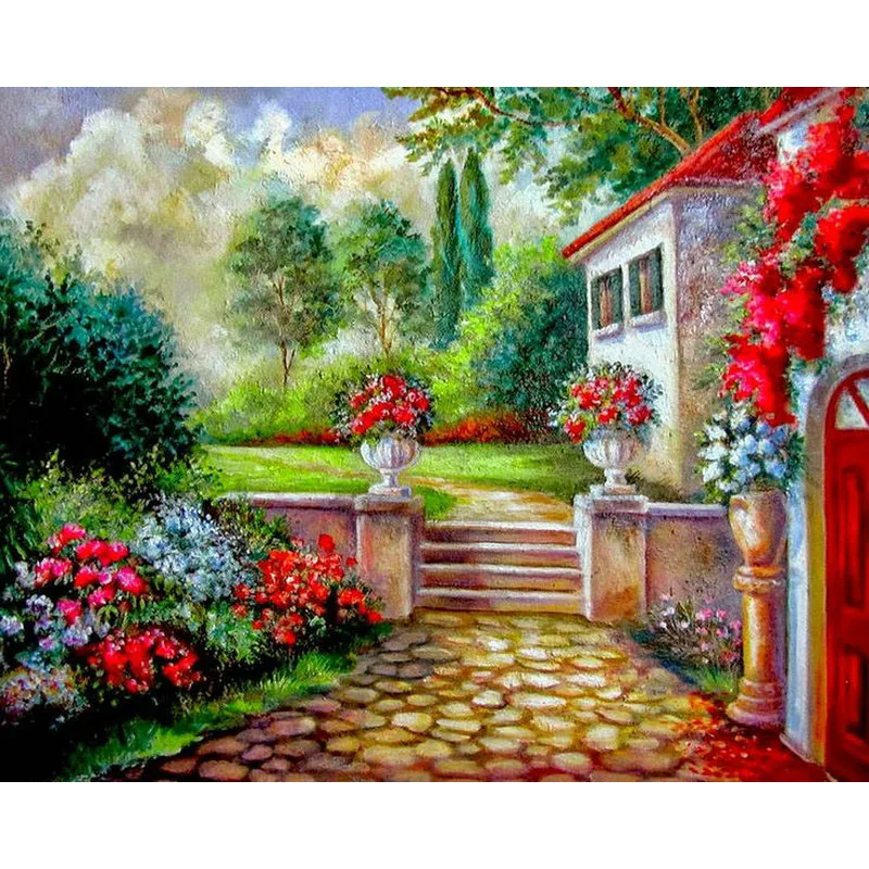 Y005 YIKEE courtyard diamond painting embroidery cross stitch | Дом и сад