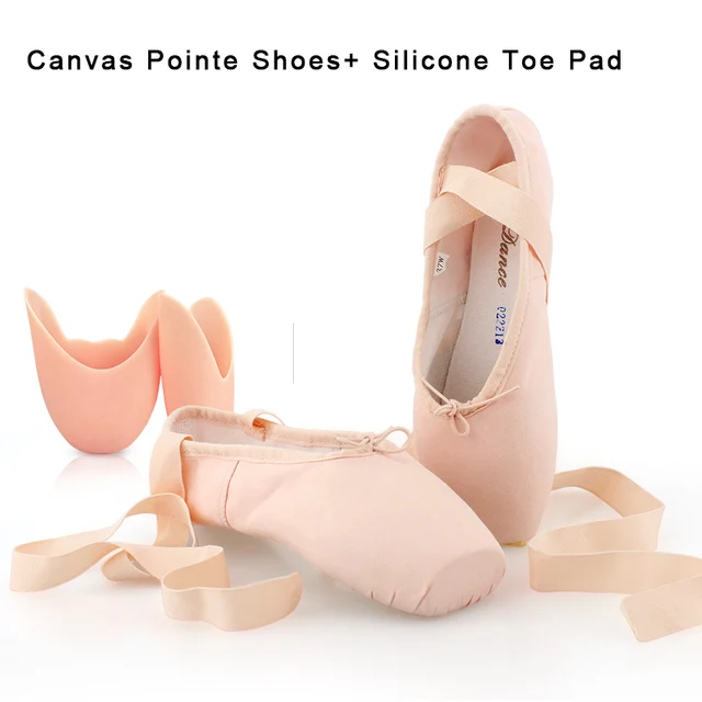 Professional Ballet Pointe Shoes Girls Women Ladies Satin Ballet Shoes With Ribbons Canvas