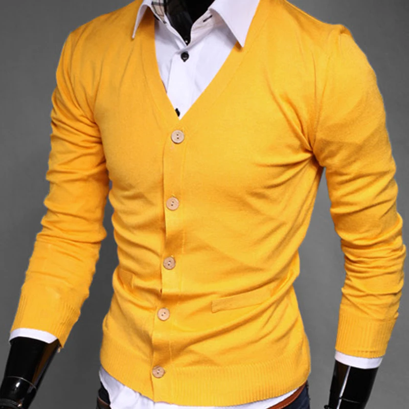 Autumn Cotton Sweater Men Cardigan Casual Solid Long Sleeve Knitted Men Cardigan Plus Size Slim V-Neck Sweater Men's 3XL