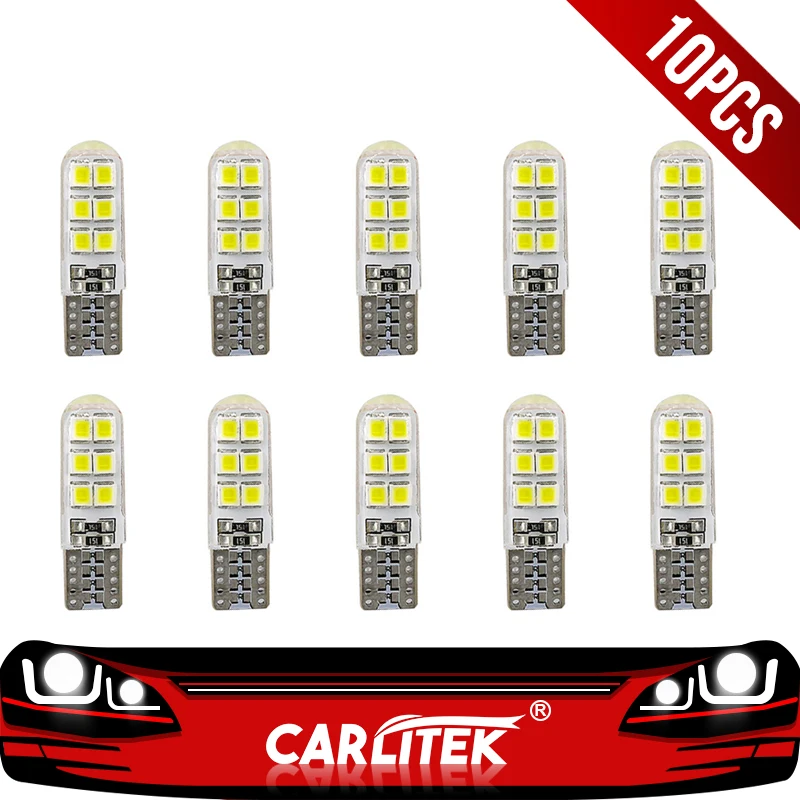 

CARLitek 10pcs W5W Led 12V White T10 194 Led Car Reading Lights Auto Interior Light Turn Signal Lamp Plate Bulbs Car Styling