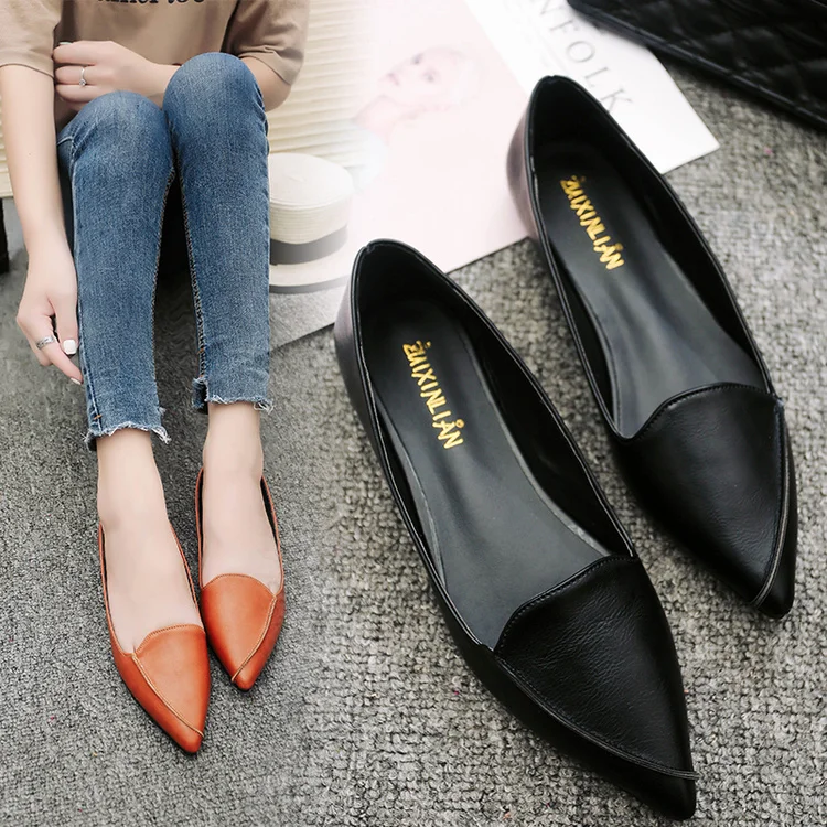

Dropshipping 2019 Women Fashion Spring Ladies Pointed Toe Flat Shoes Ballet Shallow Shoes Loafers Slip on Women Casual Shoes