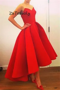 

Fitted Red Midi Evening Dresses Sweetheart A Line Short Formal Prom Dress Sleeveless Zipper Back Plus Size Arabic Evening Dress