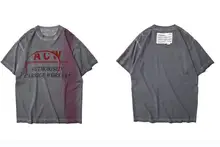 2019 Mais Recente Impressão t camisa hip hop kanye west ACW A-COLD-WALL oversize das mulheres Dos Homens de Moda manga Curta de Algodão em torno do pescoço tees