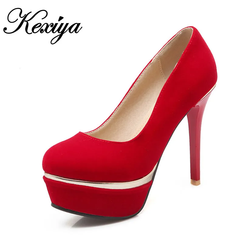

2016 Spring/Autumn women red wedding shoes sexy thin heel ladies pumps big size 33-42 Ultra high 12cm high heels zapatos mujer