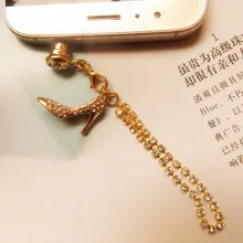 3,5 мм горячая Распродажа изысканное алмазное высокий каблук кристалльное с кисточкой цепь Мобильная Пылезащитная заглушка для телефона