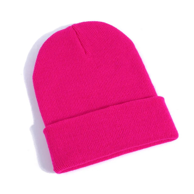 23 многоцветный высокое качество Шапки хлопок вязаная шапка шляпа Кепки для Для мужчин Для женщин зимние теплые манжеты Обычная лыж длинные детская шапочка - Цвет: Rose red