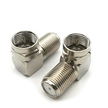 

3PCS copper F male plugs to F female right angle 90 elbow satellite antenna adapter coaxial TV connector curved right angle