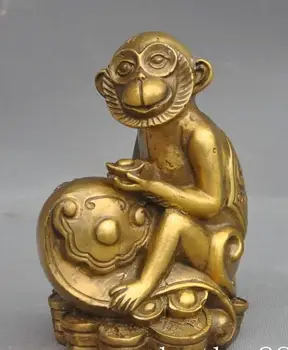

zhmui88002842256++5"china chinese fengshui brass money coin ingot yuanbao ruyi monkey lucky statue