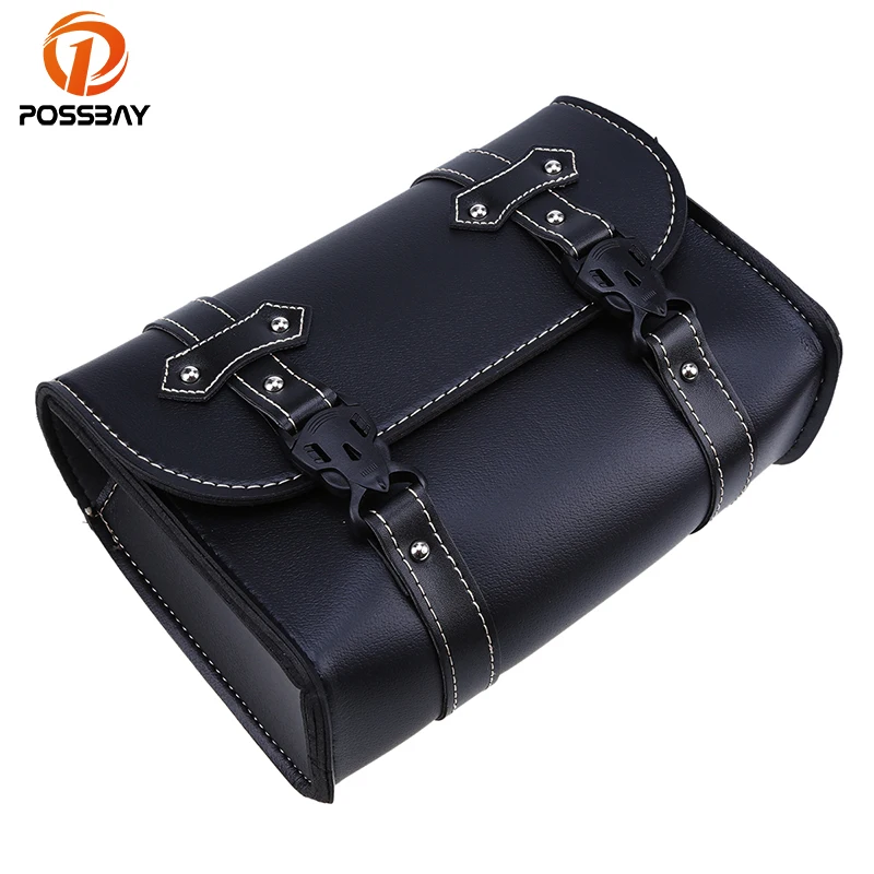 POSSBAY Universal Bicycle Motorcycle Saddle PU Leather Bag Storage Tool Pouch For Harley Touring ...