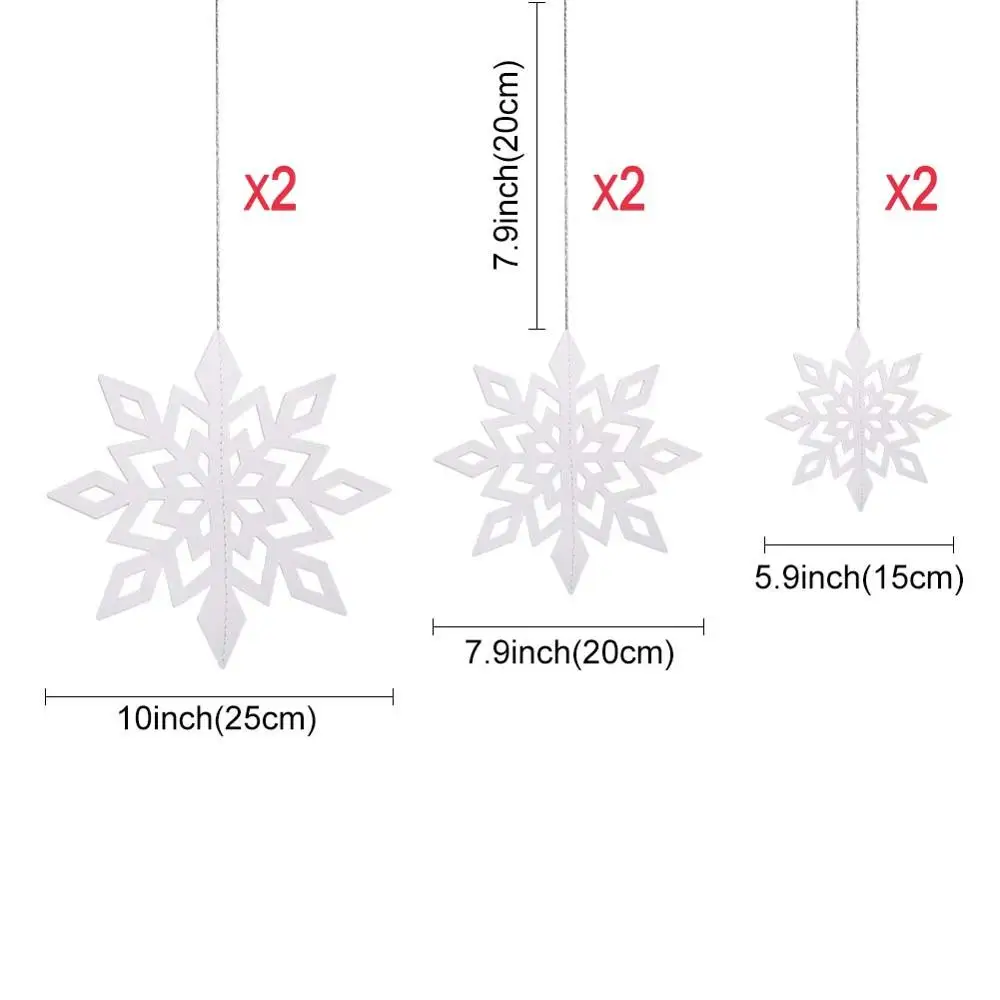 OurWarm белая Снежинка из бумаги гирлянды Рождество Свадьба украшение дома красивая рождественская елка подвесные гирлянды вечерние подарки - Цвет: 6pcs white
