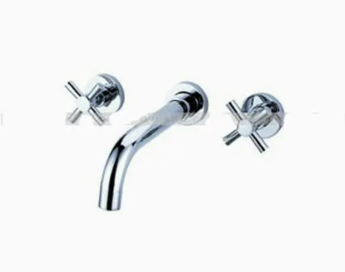 Free shipping!Wall mounted Bathroom sink Faucet .3 HOLE Double Handle basin mixer taps.