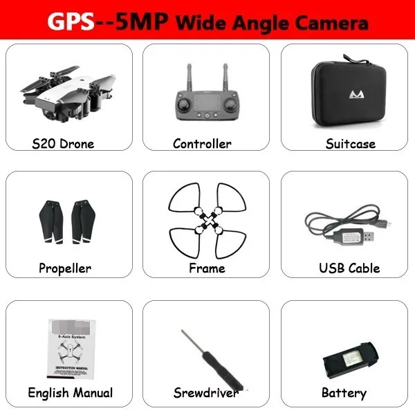 SMRC S20 Дрон 1080p Hd камера с двойным Gps Follow Me FPV RC Квадрокоптер складной селфи видео для ребенка подарок для начинающих - Цвет: 1080P GPS Bag