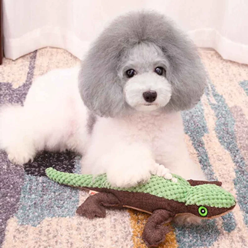 

Cute Lizard Dog Pet Cat Squeaky Squeaker Sound Toy For Small Dog Funny Plush Dog Toy Big Large Dog Puppy Teeth Cleaning Chew Toy