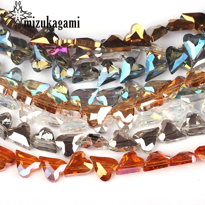 

12mm 10pcs/lot Crystal Beads Inclined Hole Love Heart Drill Oblique Cute Crystal Loose Beads For DIY Jewelry Making Accessories