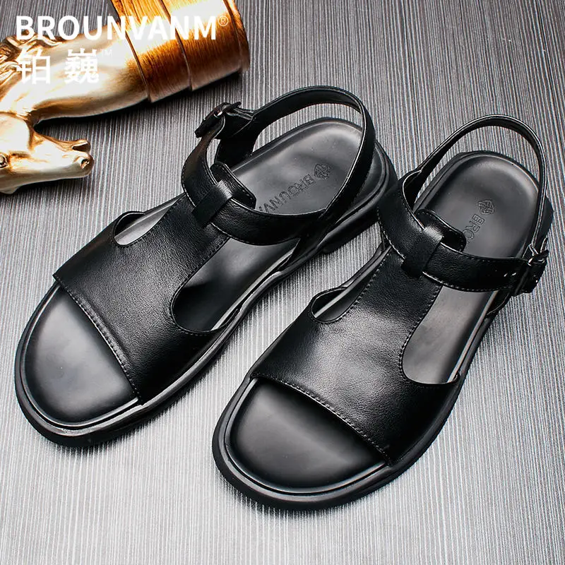 Brand New US 6-9 Fashion Buckle Strap Pure Black Trendy Sandals Cool Man Summer Driving Casual Shoes Outdoor Beach Shoes Brand New US 6-9 Fashion Buckle Strap Pure Black Trendy Sandals Cool Man Summer Driving Casual Shoes Outdoor Beach Shoes