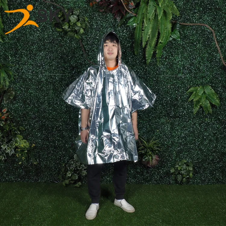 

One-time multi-functional tin foil raincoat outdoor survive waterproof camping emergency rescue blanket