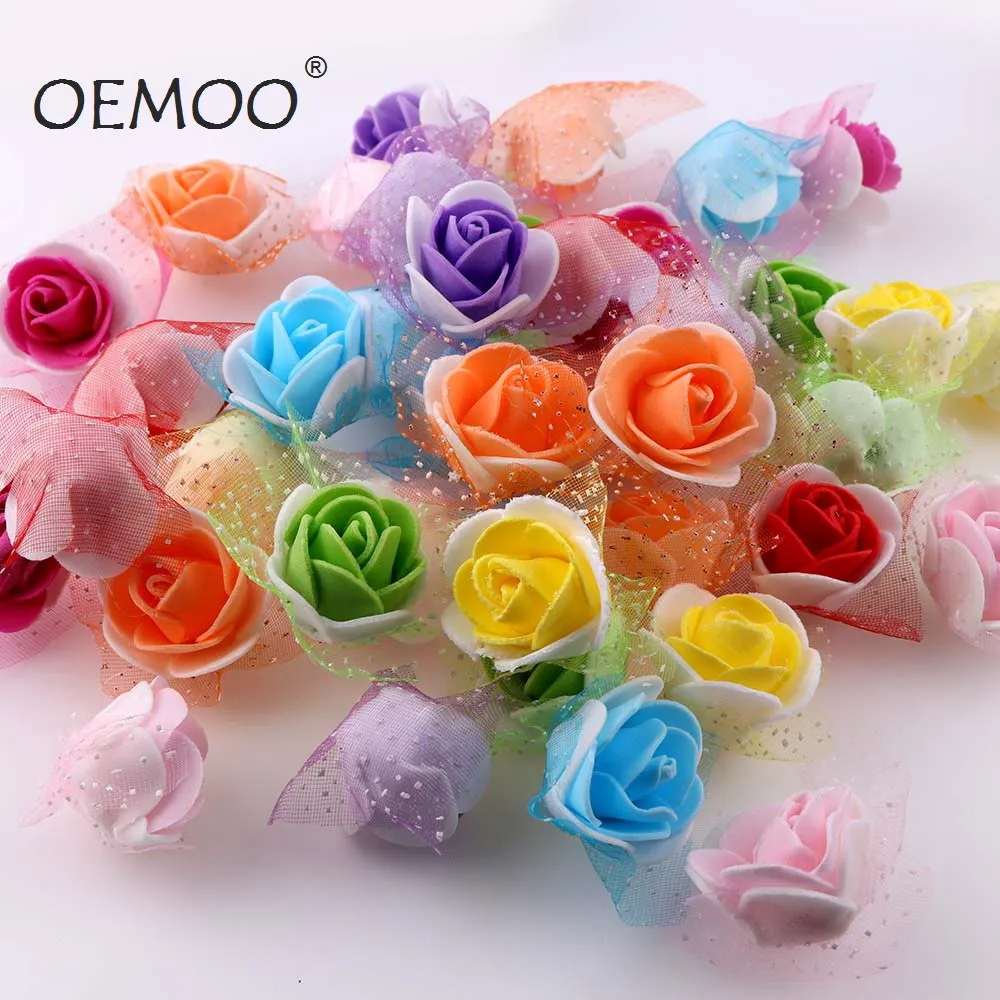 

50Pcs/lot 3.5cm Mini PE Foam Roses Multi-use Artificial Flower Heads Handmade DIY Wreath Wedding Decoration Home Garden Supplies